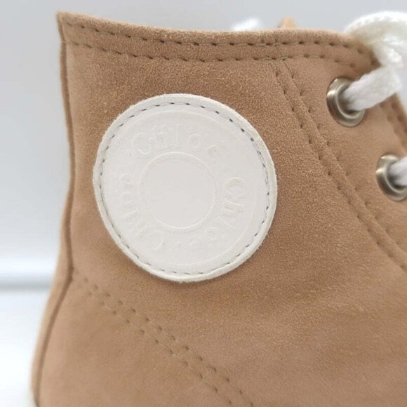 Chloe Kyle High Top Sneakers Beige Suede Size 36 NEW - Picture 4 of 12